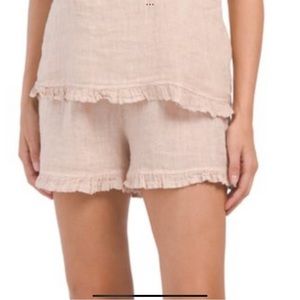 Valentina Naldi Ruffle Hem Linen Shorts in Blush Pink Size XXL